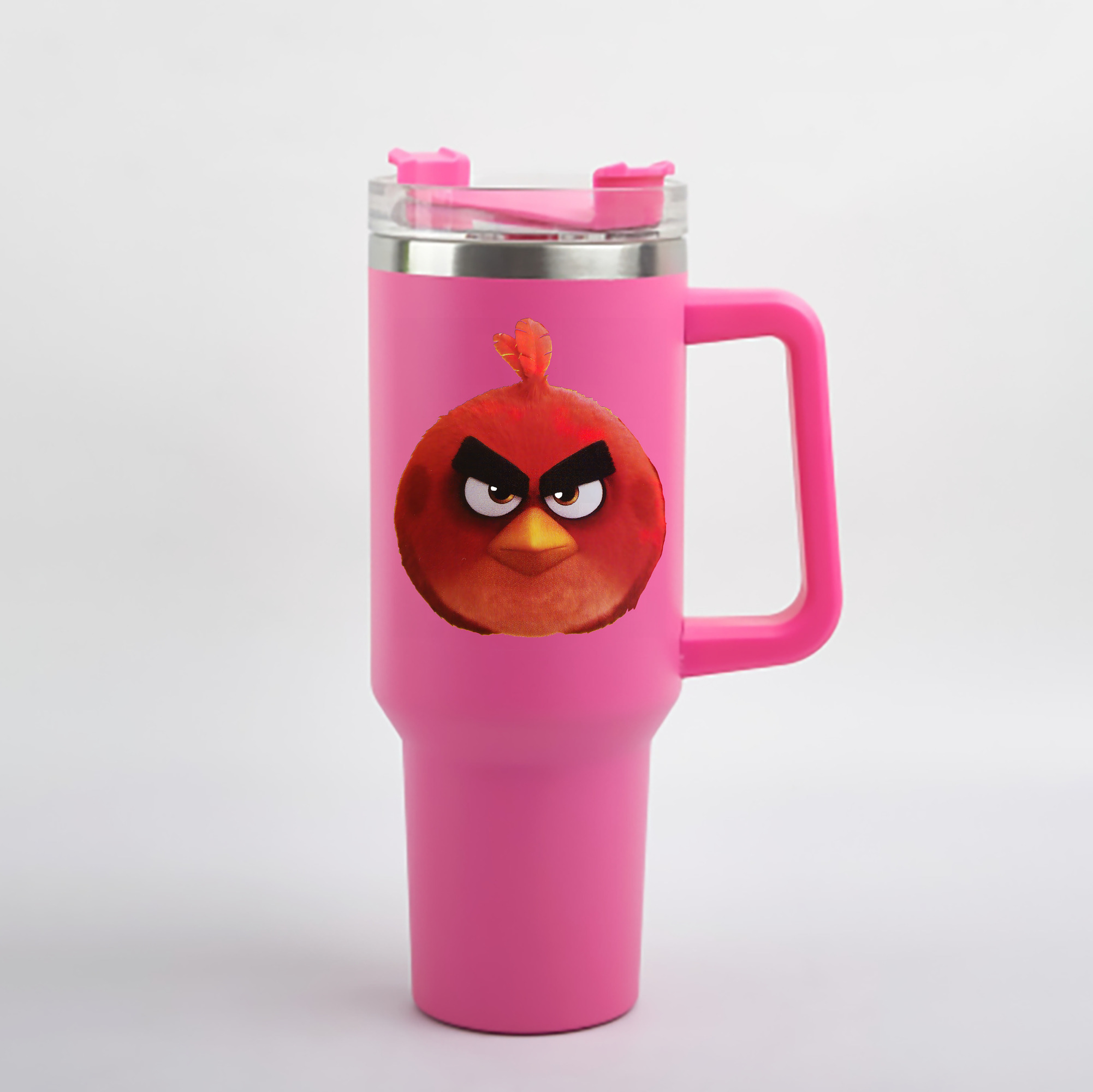 （画像用） Angry Birds アングリーバード 1200mL車用タンブラー - クリスタルステッカー（プラスチックストロー付き）
